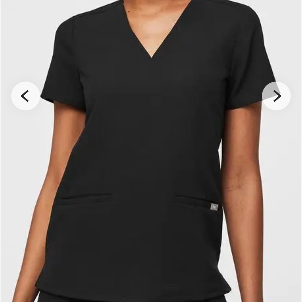 Figs Black V-Neck Scrub Top